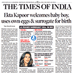 Ekta Kapoor welcomes baby boy, treatment carried out at Bloom IVF Times of India Mumbai - Page 3 - 1st February 2019