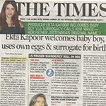 The times - Ekta Kapoor welcomes baby boy, uses own eggs & surrogate for birth